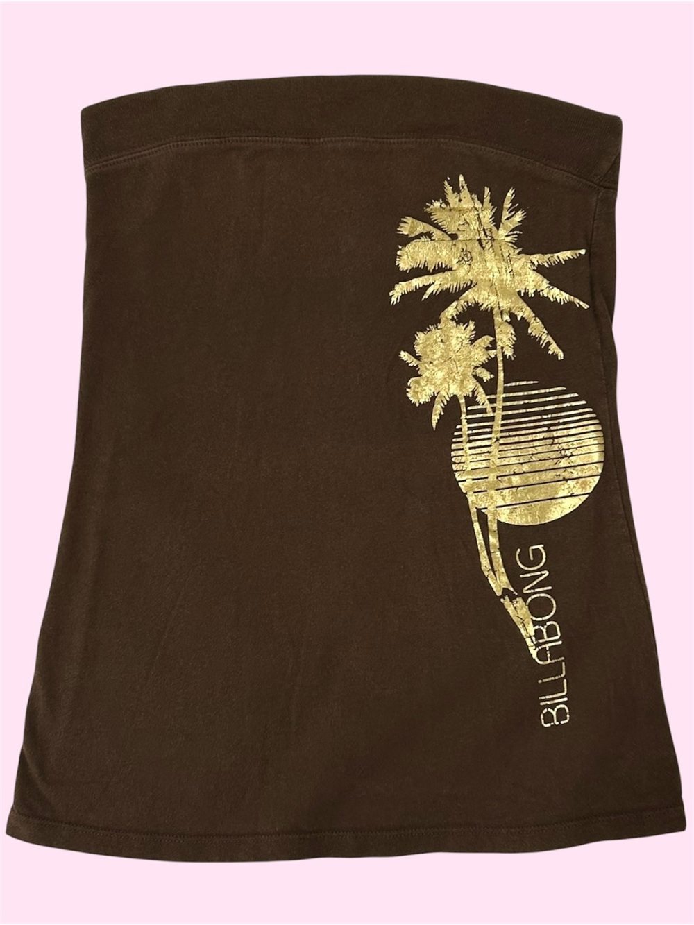 Y2K Billabong Tube Top Shirt Metallic Palm Tree Graphic Surf Skater Large USA